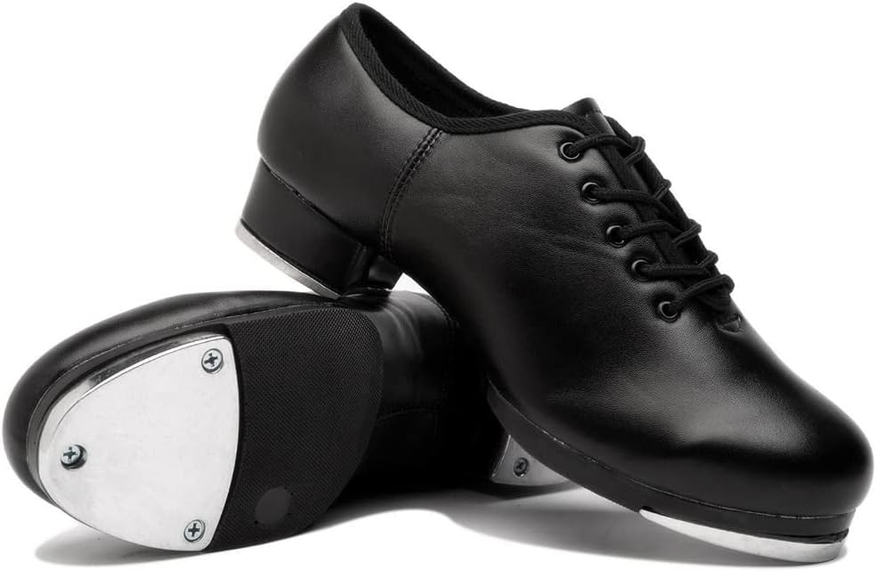 Adult Tap Shoes - Tie up Split Sole Jazz Tap Dance Shoe,Comfortable Tap Shoes Rubber Sole Dance Footwear Suitable for Women Black