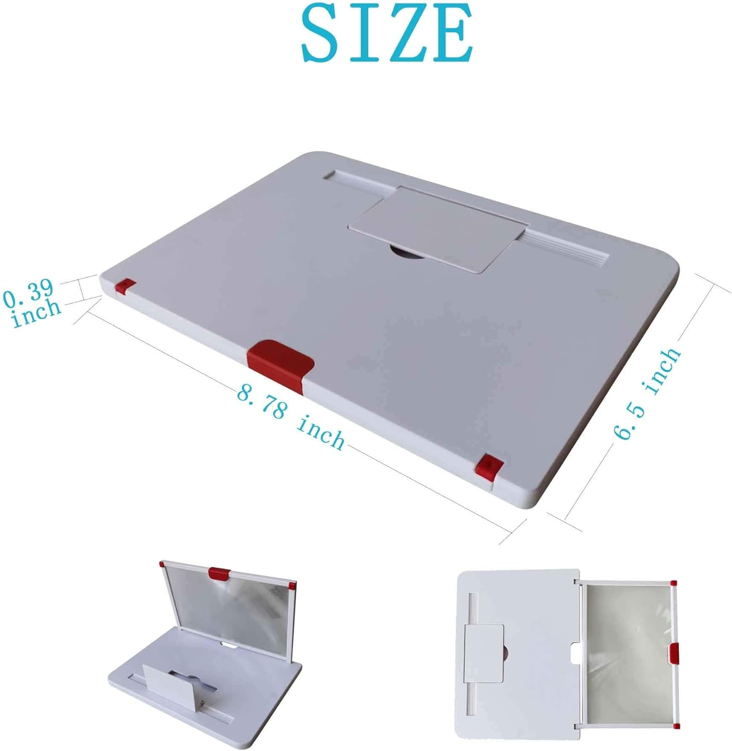 12" Magnifier for Cell Phone - 3D HD Projector Screen Enlarger, Smartphone Desktop Bracket, Universal Cellphone Magnifier Holder (Black) - Red image number 5