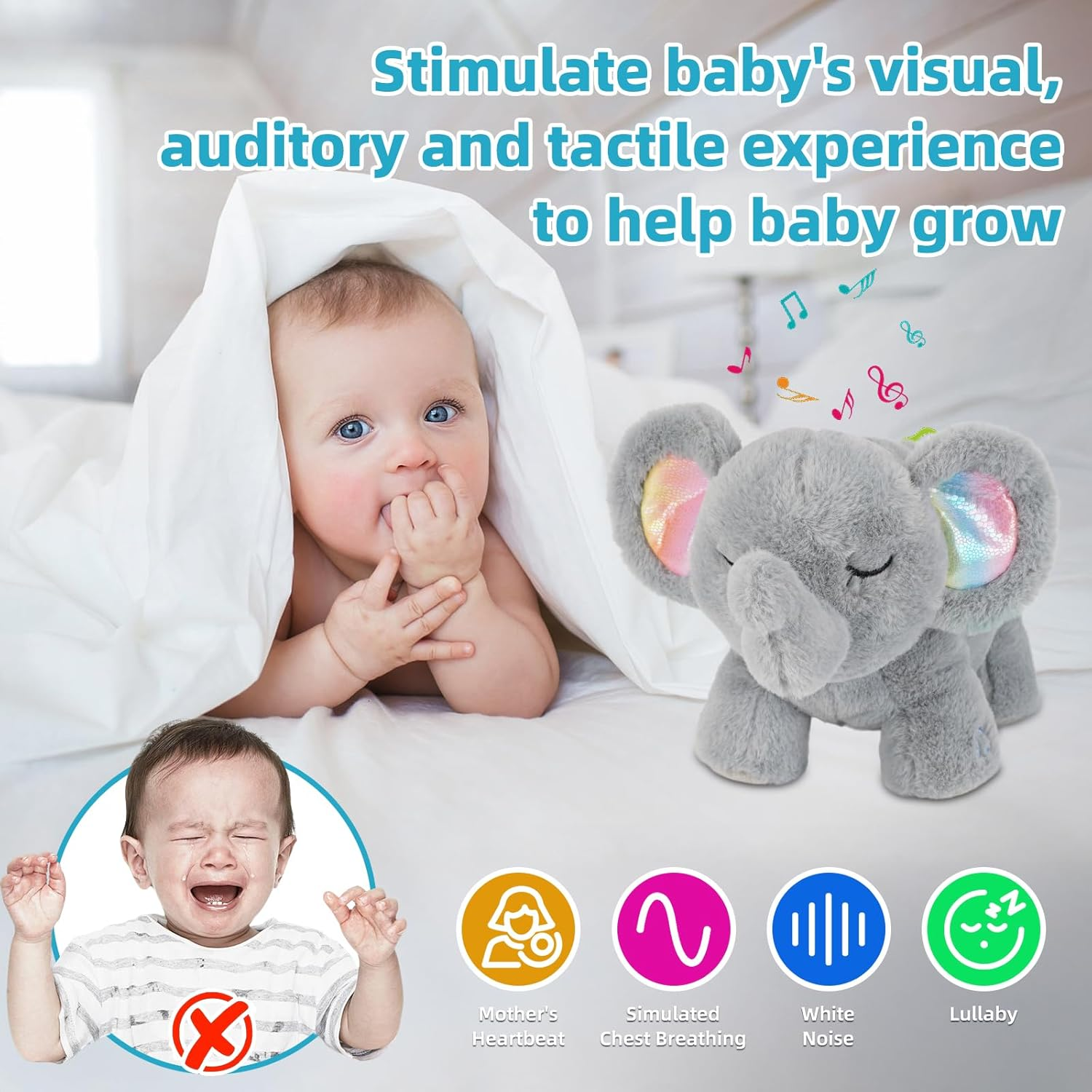 Baby Toy Soothe Portable Plush Sound Machine with Music Lights & Breathing Motion image number 2