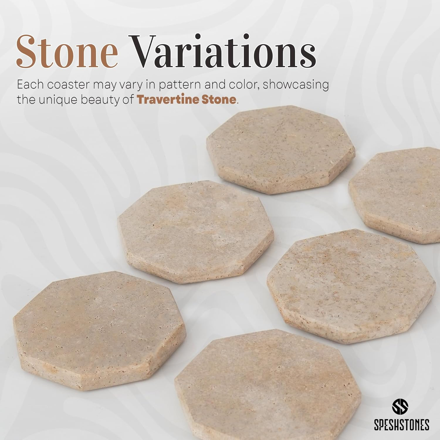 SPESHSTONES Travertine Coasters Set of 6 for Drinks 3.75 Inch Handmade Marble Stone Drink Coaster for Coffee Table, Dining & Kitchen Decor, Home & Office Essentials image number 2