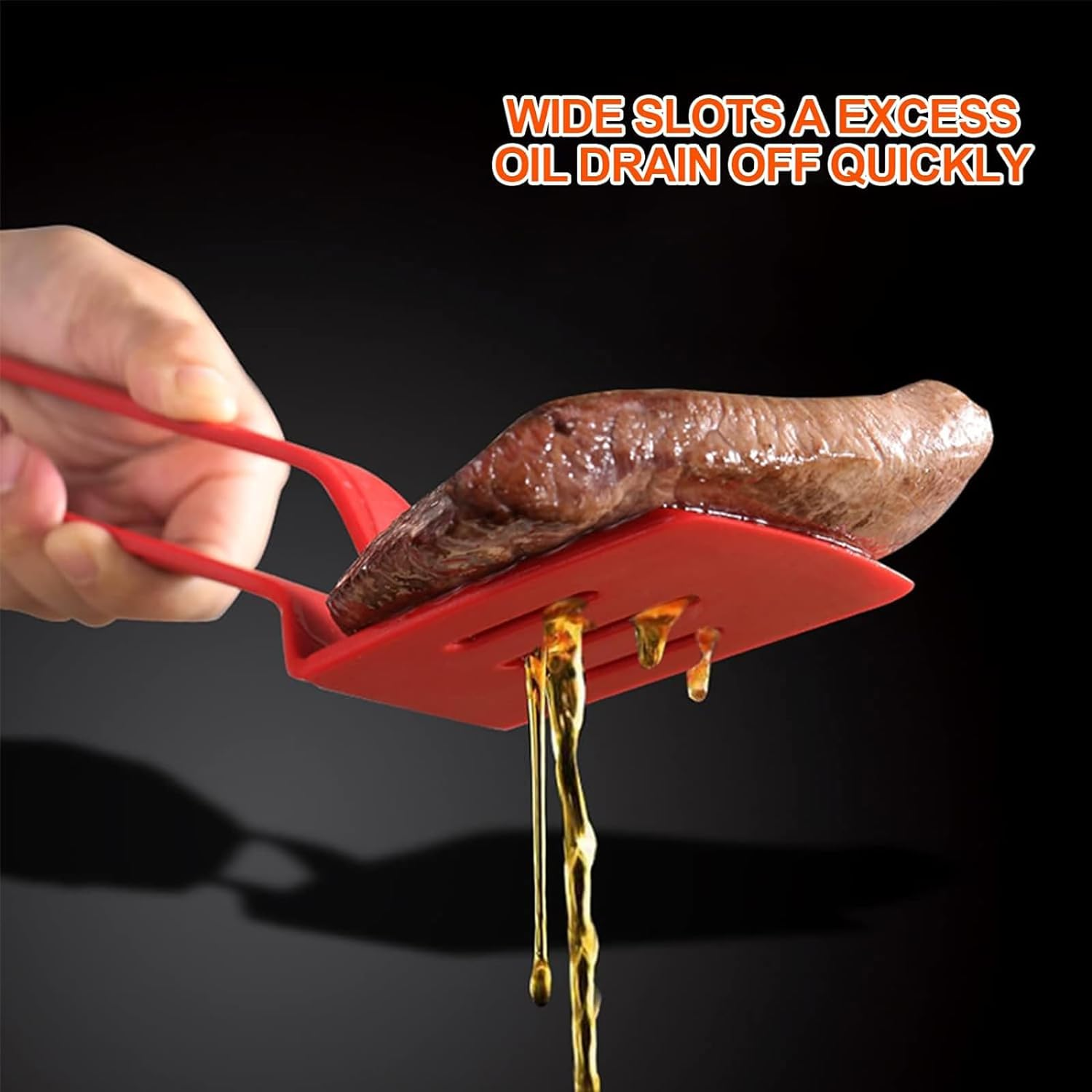 Silicone Kitchen Cooking Tongs, Premium Stainless Steel Silicone Barbecue Clamp, Multipurpose BBQ Clamp Spatula for Gripper Bread Clip, Fried Steak, Flipping Fish, Toast Salad Tongs - 11 Inch