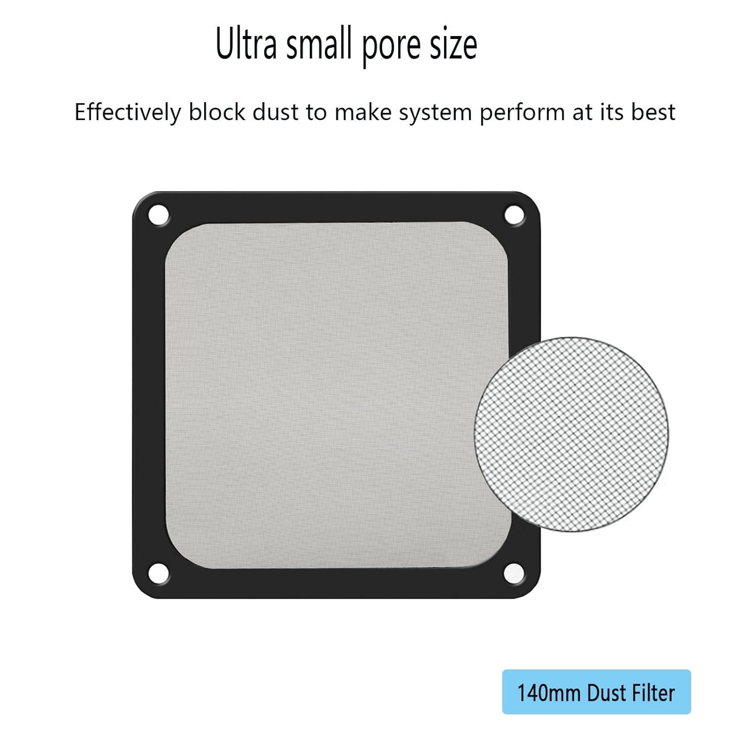 Ronyaoko 140Mm Dust Filter, PC Case Magnetic Dust Mesh Filter, 140 X140Mm Black Mesh Hole Cover, Dustproof Computer Fan Grills,14Cm 5Pcs image number 4