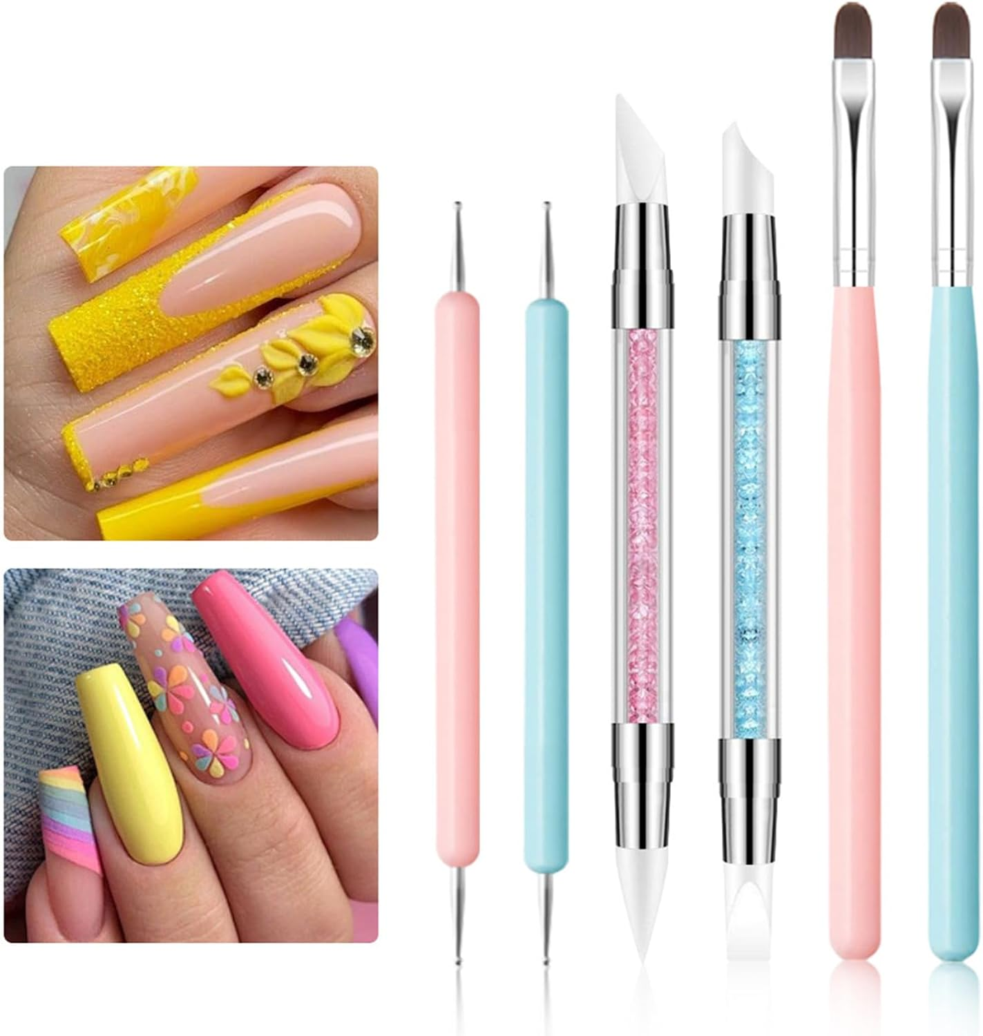 Silicone Nail Tool, Silicone Nail Dotting Tools Brush, Detail Gel Sculpture Manicure Kit Liner Brush for Salon Home Travel image number 4