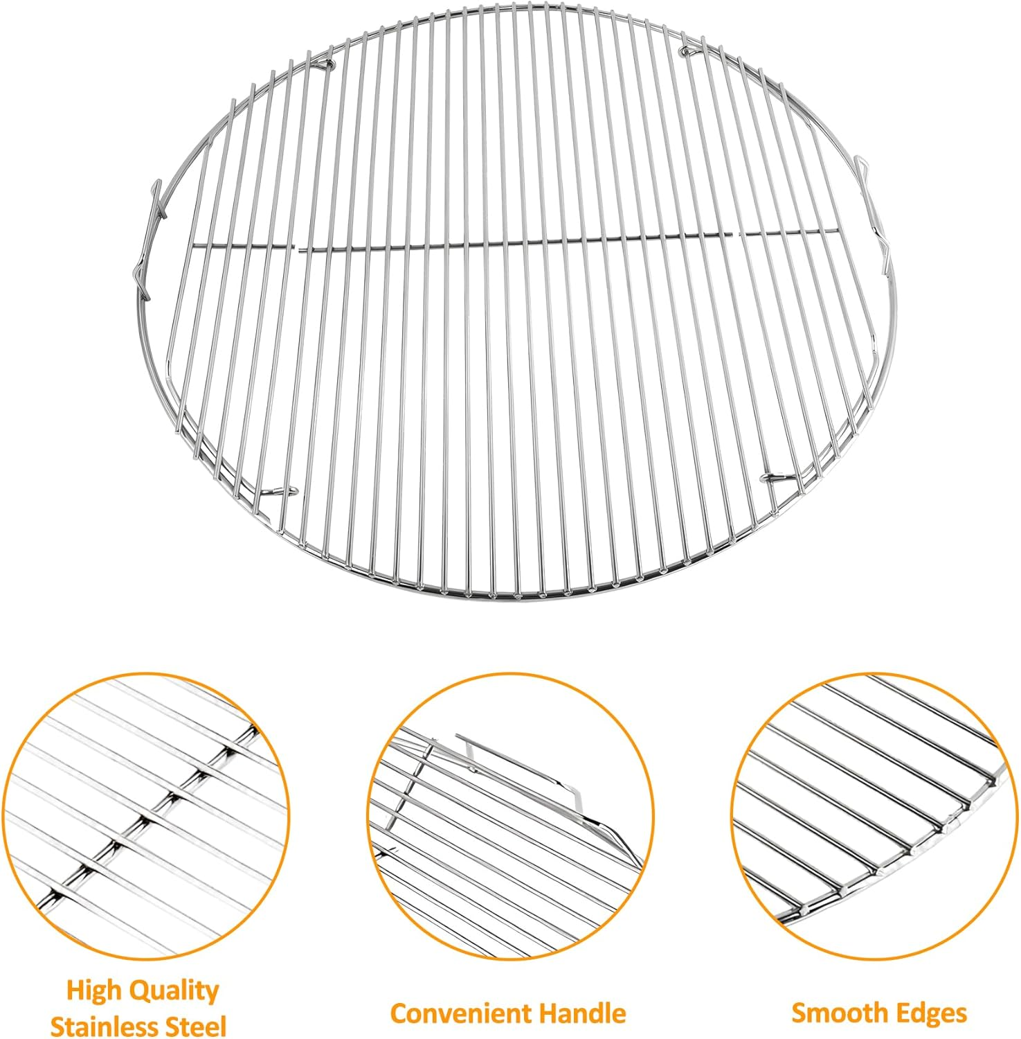 Cooking Grate for Weber 22'' Charcoal Grills, Charcoal Grate Fits Weber 22" Inch Smokey Mountain Cooker Charcoal Smoker Grills, 22" Charcoal Smoker Parts, Replacement for Weber 7436 85041 63014 Parts image number 2