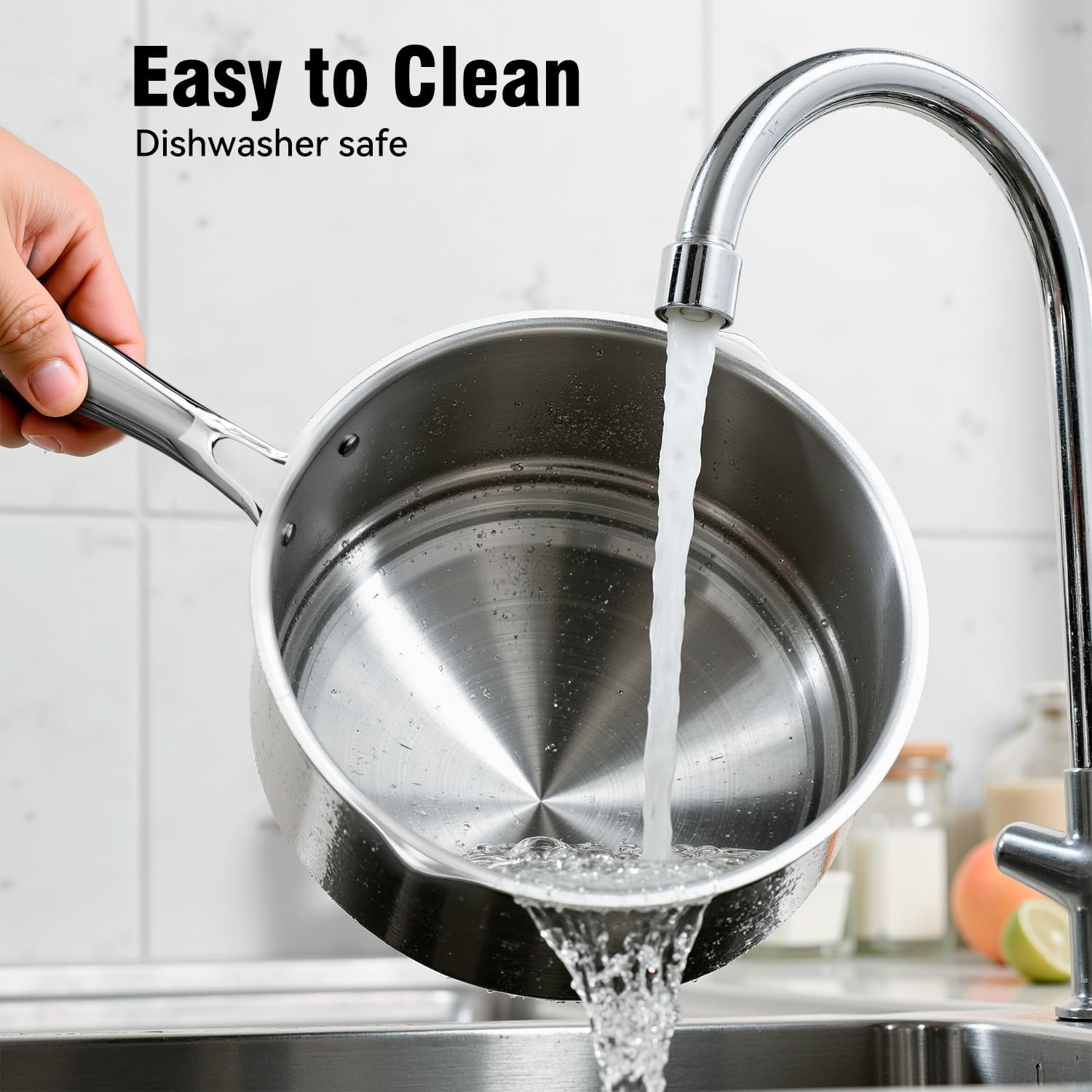 Micomlan Saucepan Stainless Steel - 20Cm / 3.5L Cooking Pot Saucepans Milk Pan, Induction Cookware with Glass Lid, Dishwasher Safe Kitchen Stock Pot with Stay-Cool Handle for Baby Food, Soup, Sauce image number 5