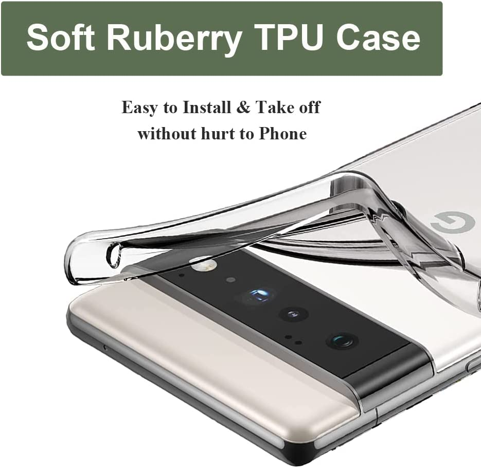 Unov Pixel 6 Pro Case Clear with Design Soft TPU Shock Absorption Slim Embossed Pattern Protective Back Cover for Pixel 6 Pro 5G 6.7 Inch (Flower Bouquet)