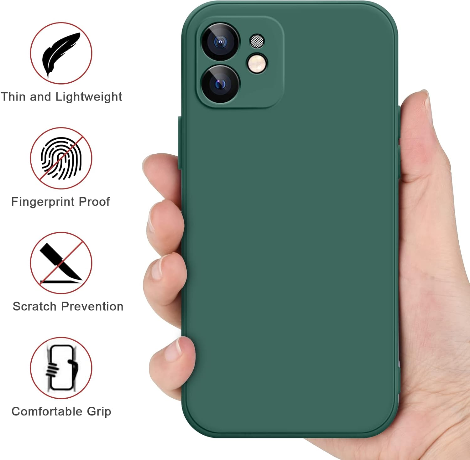Meliya Case for Iphone 12 Case, Slim Stylish Silicone Full-Body Protective Shockproof Bumper Cover for Iphone 12 6.1 Inch (2020) Phone Case (Dark Green) image number 6