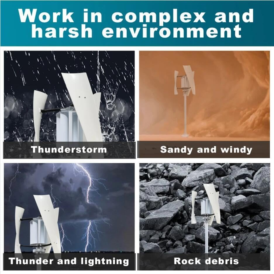 24V,12000W No Noise Vertical Magnetic Wind Generator,12V 24V 48V 220V 3 Blades Vertical Axis Wind Turbine for Outdoor Garden,With Charge Controller (White)