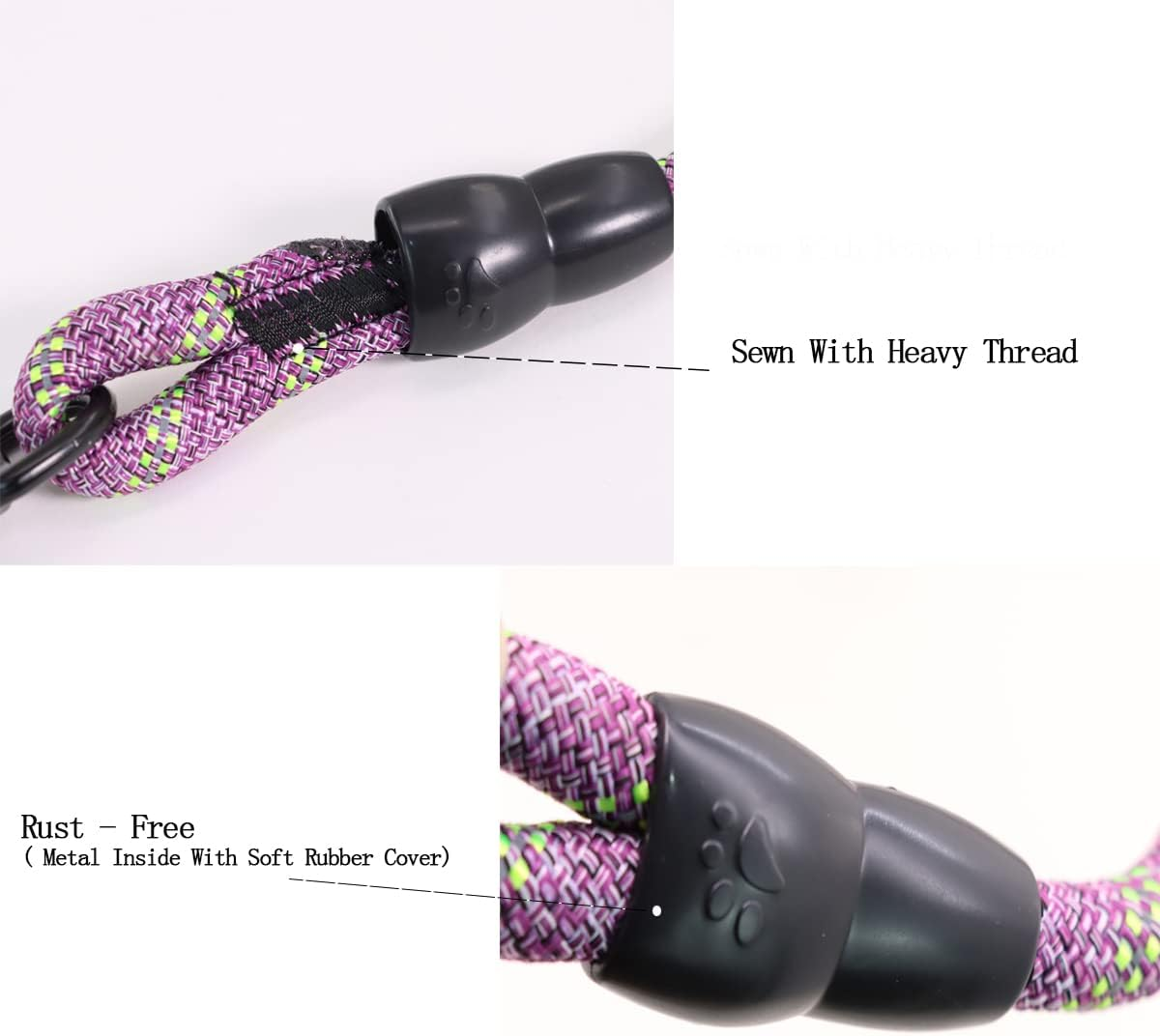 Heyllou 3 Dog Leash - Padded Handle, 360&deg; Swivel Multiple Dog Leash No Tangle, Lead for Medium Large Dogs, Walking & Training Double Dogs (Purple Green)