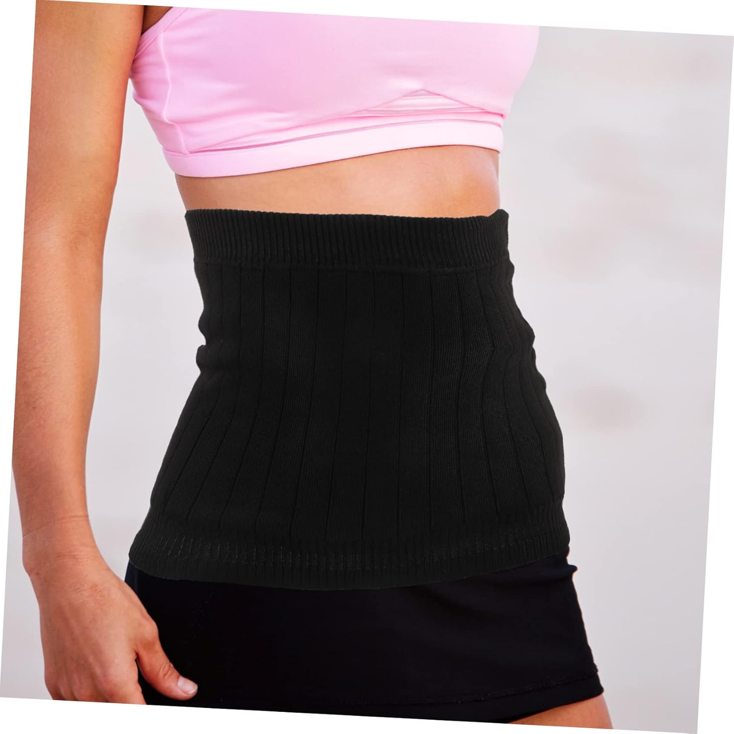 360&deg; Thickened Lamb Fleece Waist Belt Winter Waist Support Protector for Men Women, Wear-Resistant Kidney Band Full Plush, Black Thermal Stomach Warmer for Cold Weather image number 3