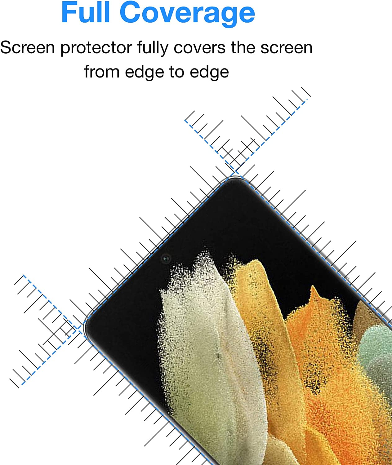 MEZON [2 Pack] Full Coverage Tempered Glass for Galaxy S21 Ultra 5G - Crystal Clear Premium 3D Edge 9H HD Screen Protector (S21 Ultra 5G, 9H Full) image number 3