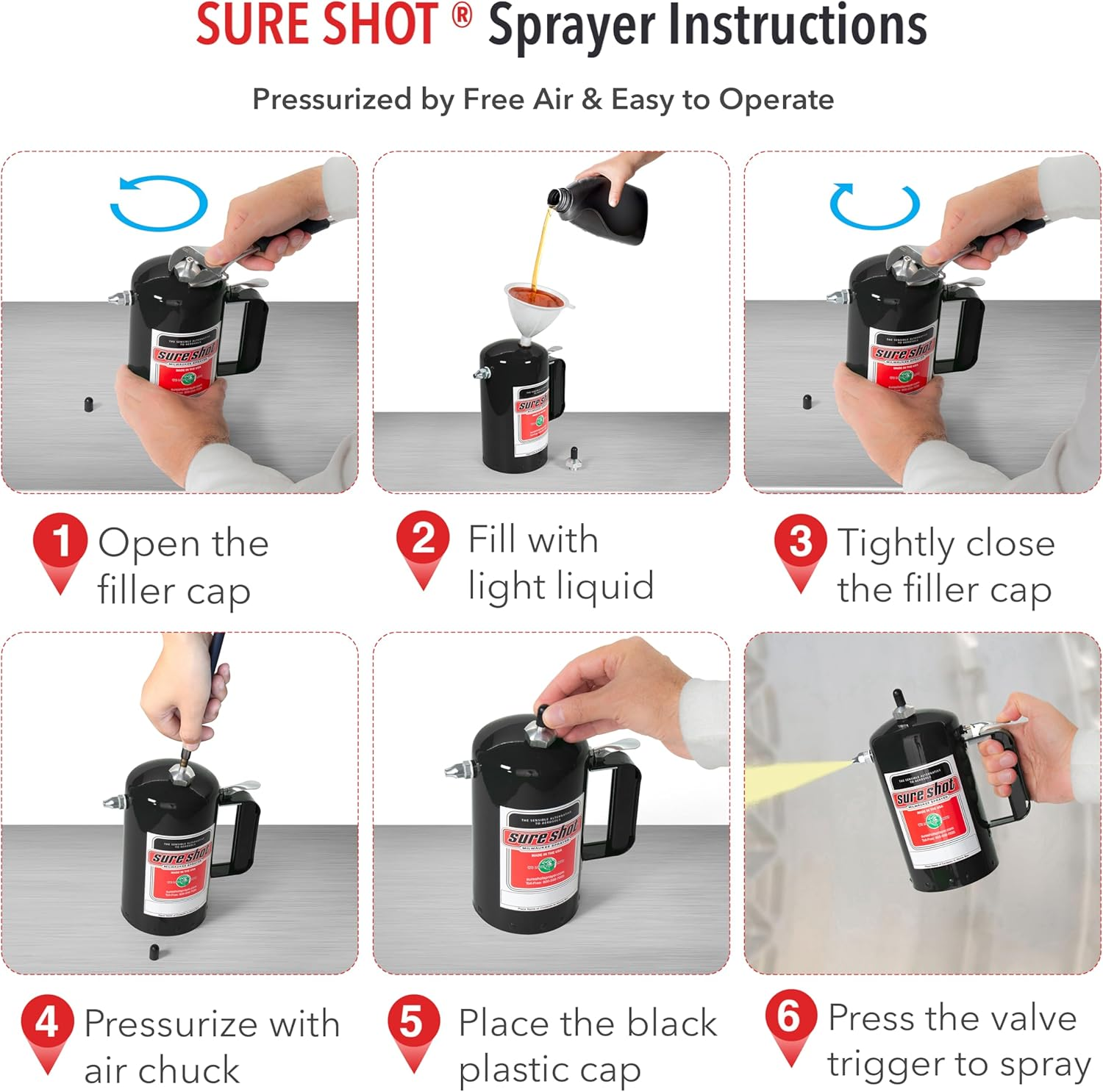 Sure Shot 32 Oz. Powder Coated Steel Sprayer, Black (SUR-1000B)&hellip; image number 4