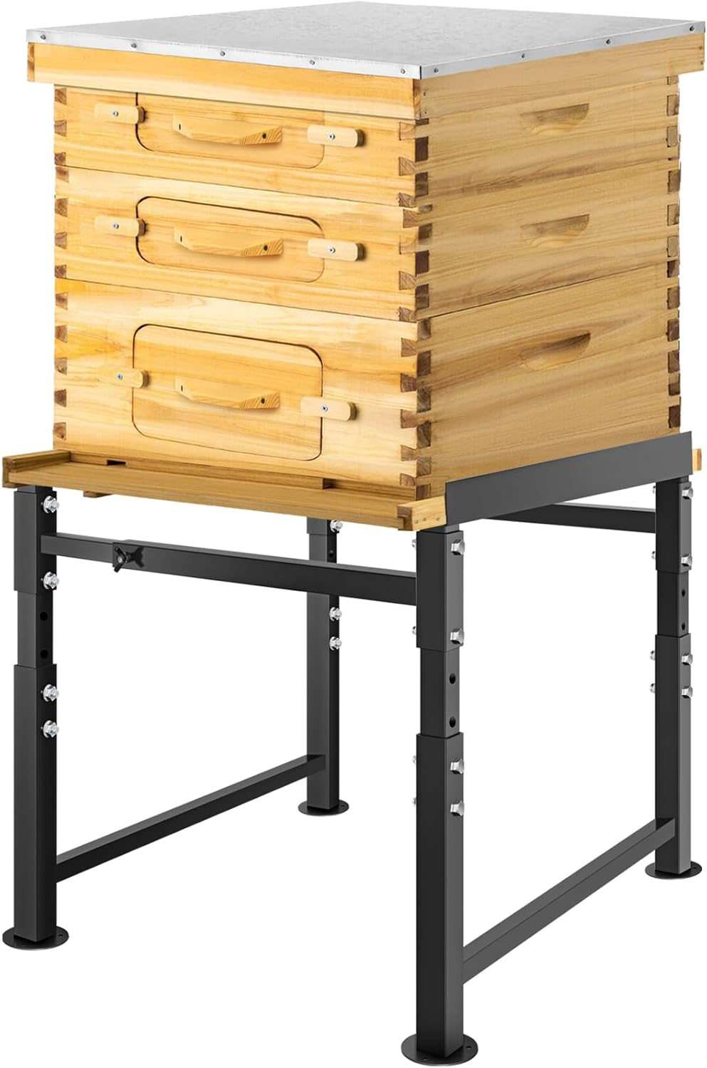 Adjustable Metal Bee Hive Stand, Sturdy Beehive Stand for 8/10 Frame Beehive Box, Easy to Assemble Bee Stand for Beekeeping with round Base image number 2