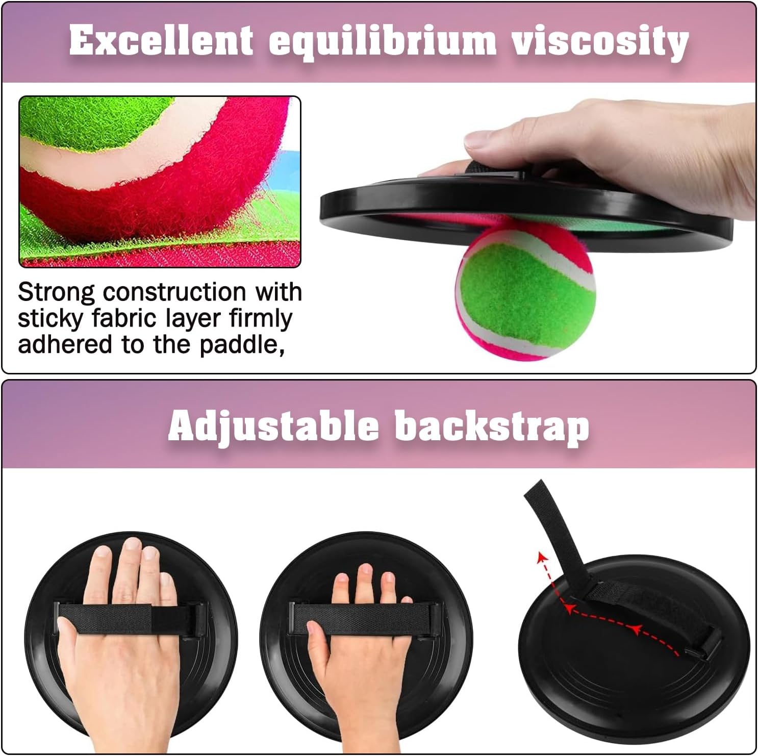 Velcro Ball Game, Velcro Ball Set with 4 Catch Discs 4 Balls, Beach Toy Velcro Ball Waterproof, Outdoor Games for Children Throwing and Catching Game, Gifts Children from 3 4 5 6 7 8 9 10 image number 5