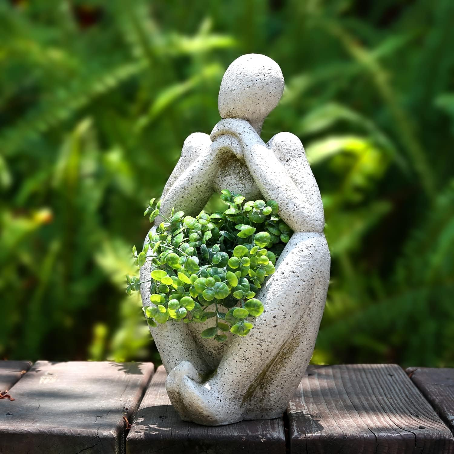 Large Planters for Outdoor Indoor Plants Head Face Planter Pot Unique Succulent Planters Flower Vase with Drainage Hole Thinker - Woman image number 2