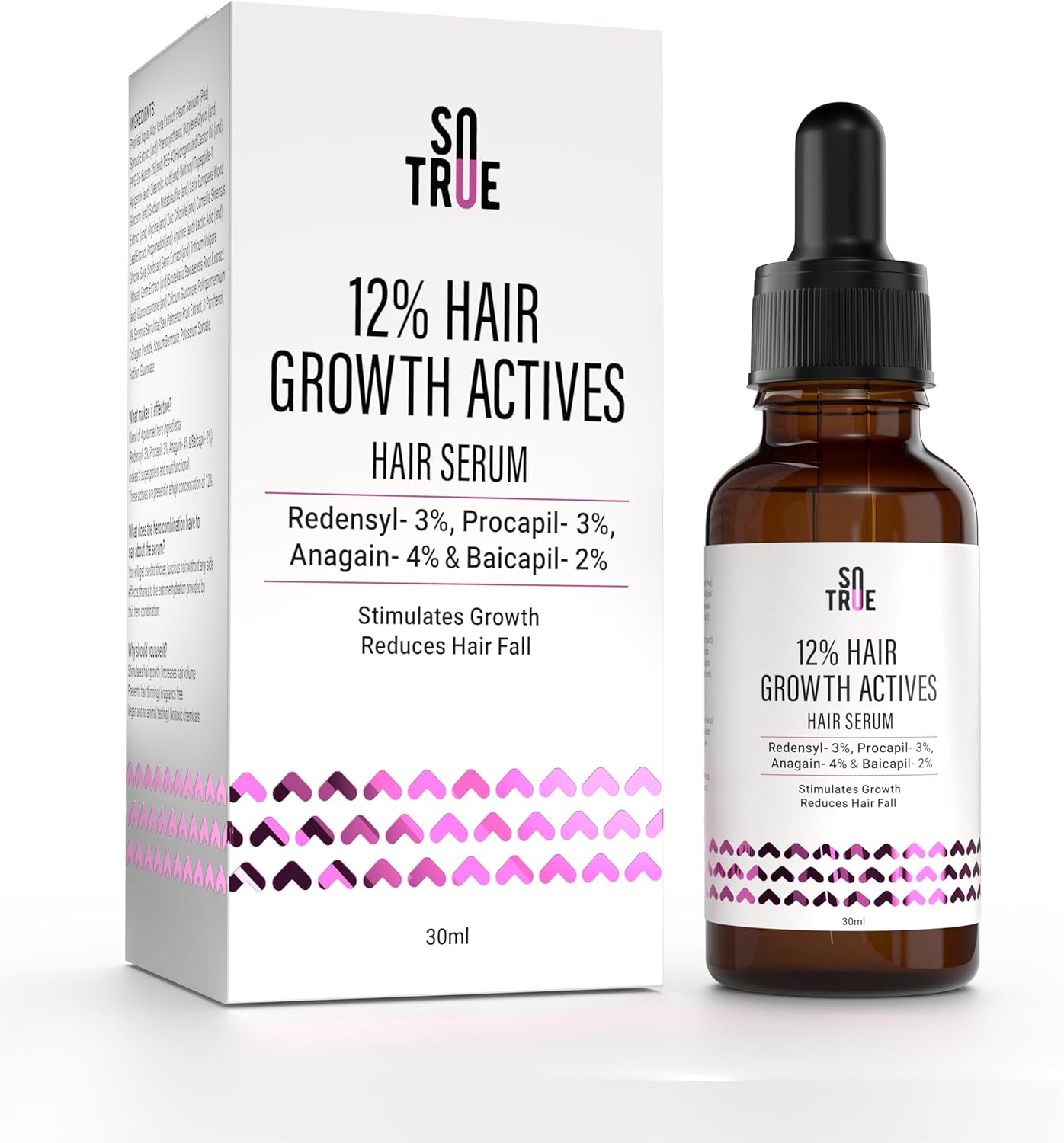 Sotrue Hair Growth Serum with Redensyl 3%, Procapil 3%, Anagain 4% and Baicapil 2% Hair Growth Actives, Stimulates Hair Growth, Hair Fall Control Serum for Women Men, for All Hair Types, 30Ml image number 3