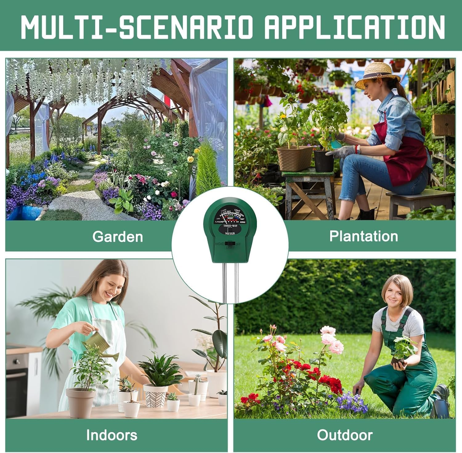 3-In-1 Soil Moisture Meter with Ph & Light Tester &ndash; Instant Soil Moisture, Ph, and Light Readings for Indoor/Outdoor Plants image number 3
