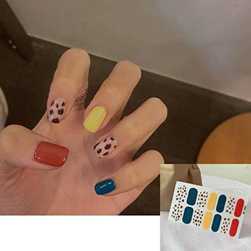 4 Sheets Self-Adhesive Tip Nail Stickers Nail Art Tattoo Nail Decals DIY Nail Art Decoration (Leopard Print Series of Gentle Nude Temperament) image number 2