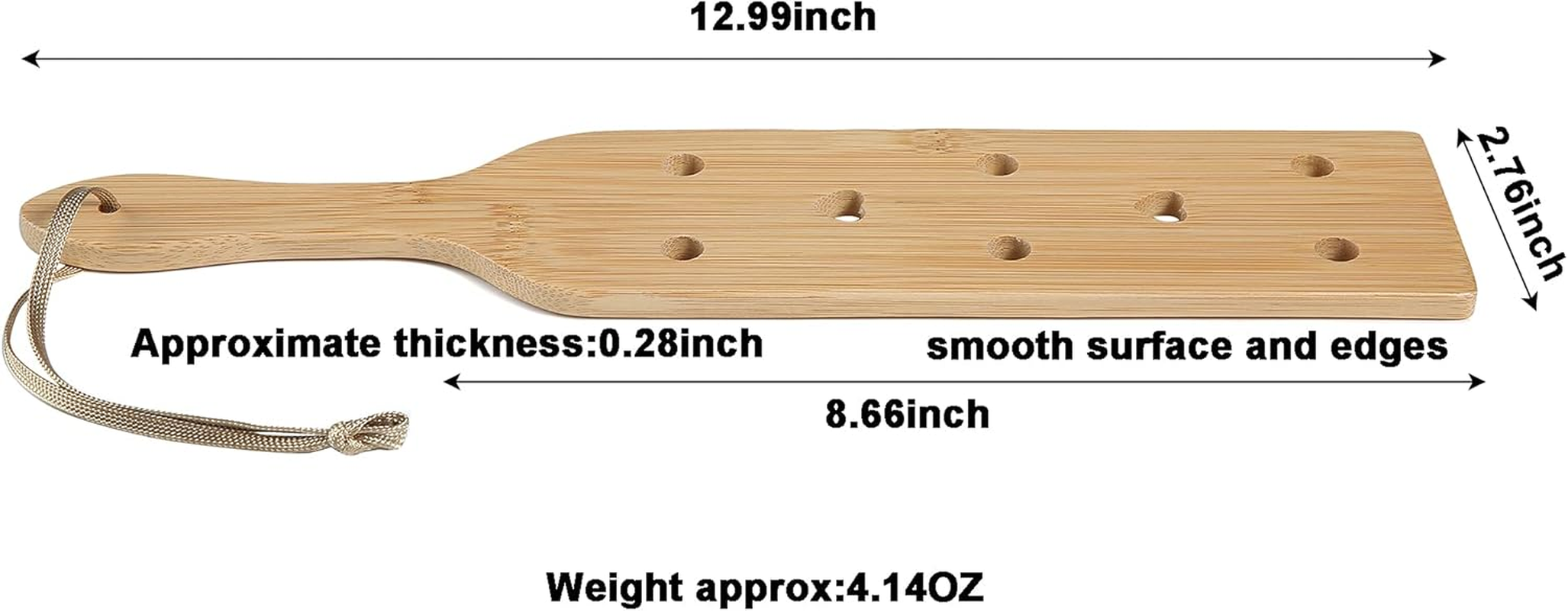 13.2Inches 2PCS Small Bamboo Wooden Paddle,Wood Lightweight Thin Paddle with Smooth Airflow Holes for Light Spanking Crafts DIY Play image number 3
