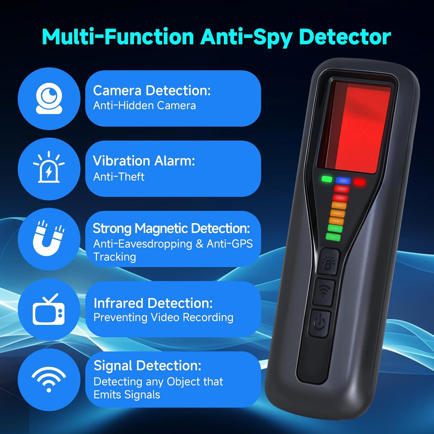 Kozyone Hidden Camera Detectors, GPS Tracker Detector, 6 Modes 5 Levels Sensitivity, Bug Detector & Camera Finder for Travel, Car, Bathroom, Hotel image number 2