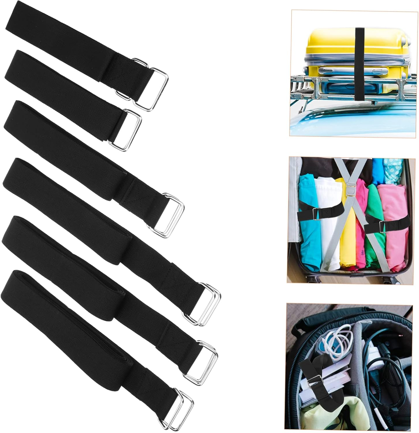 6Pcs Bundling Straps for Luggage Packing Durable and Reusable Cargo Straps for Camping Travel and Daily Use for Securely Tying down Luggage and Gear
