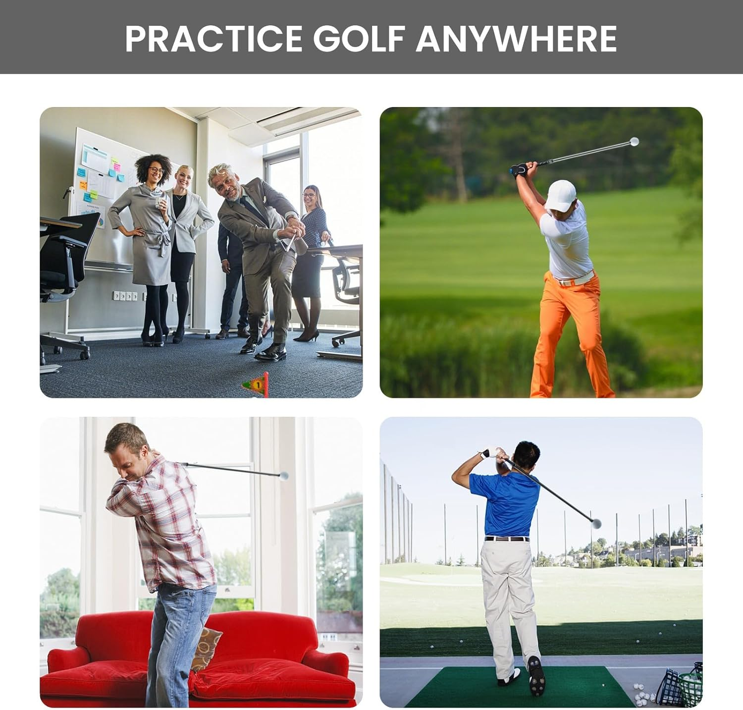 FINGER TEN Golf Swing Trainer Aid Grip Trainer Training Equipment Lightweight Stretchable Practice Rod Portable Speed Ergonomic Grip for Right Handed Golfer image number 1