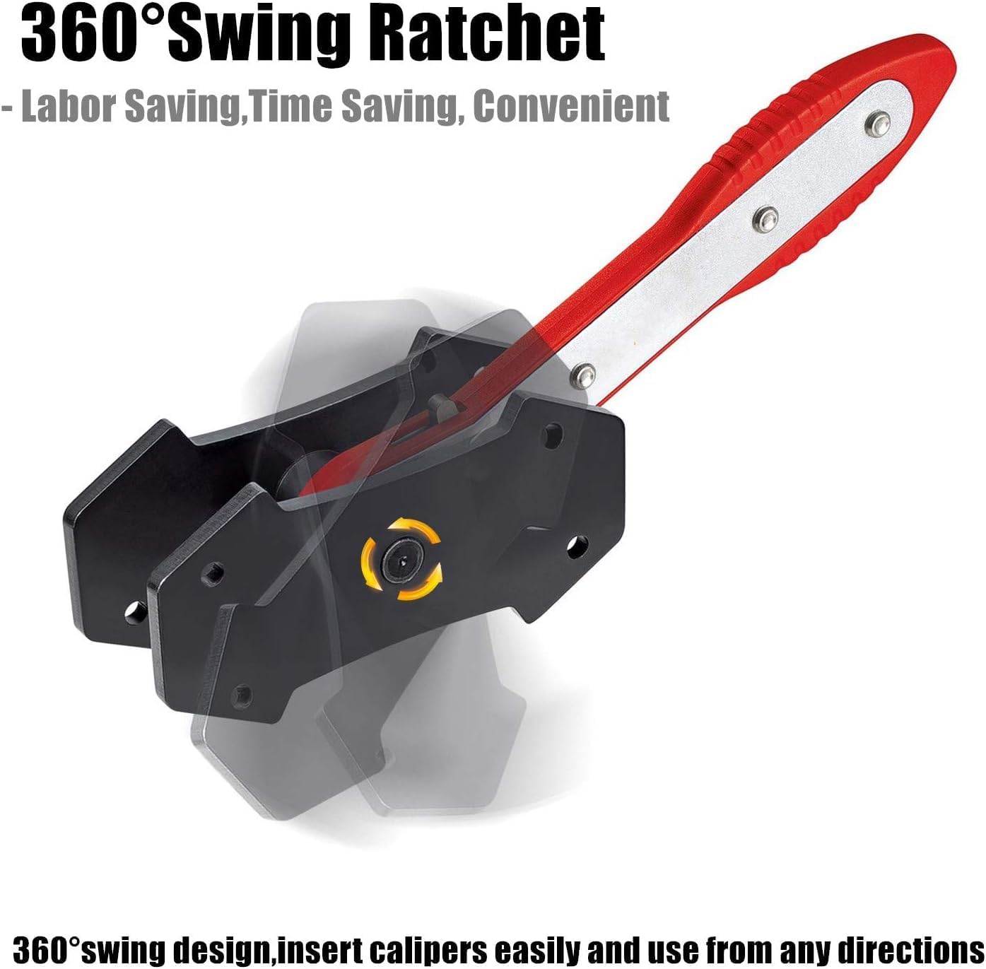 Brake Caliper Less Tool Advrepair Brake Caliper Less 360 Degree Rotation Ratchet 2 Steel Plates for Car Maintenance Brake Pad Replacement Tool Piston Return High Strength Brake Caliper Less Tool