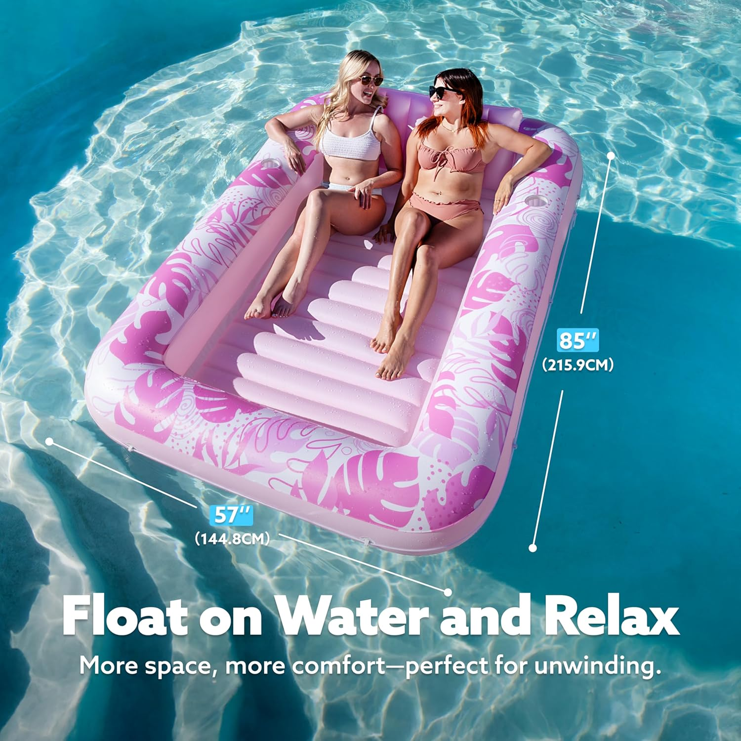 Sloosh Inflatable Tanning Pool Lounger Float for Adults, 85" X 57" Extra Large Suntan Tub Pool Floats Sun Tan Tub Ice Bath Tub Tanning Bed Blow up Pool Raft Lounge Floatie, Xl-Blushing Pink