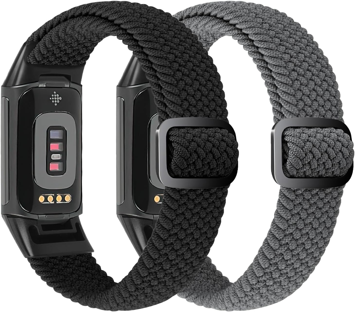 2 Pack - Relting Braided Bands Compatible with Fitbit Charge 6/Fitbit Charge 5, Adjustable Solo Loop Nylon Replacement Band for Women Men image number 6