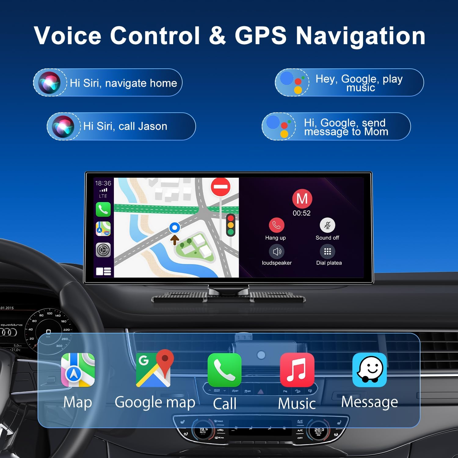 [2025 11" Ultra-Laminated 60FPS Pro-Touchscreen]-1920*720 HD Wireless Car Play Screen for Apple Carplay Android Auto-Ota Updates,Hd Front Dashcam & Backup Camera-Gps Navigation,Voice Control,64G Card image number 3
