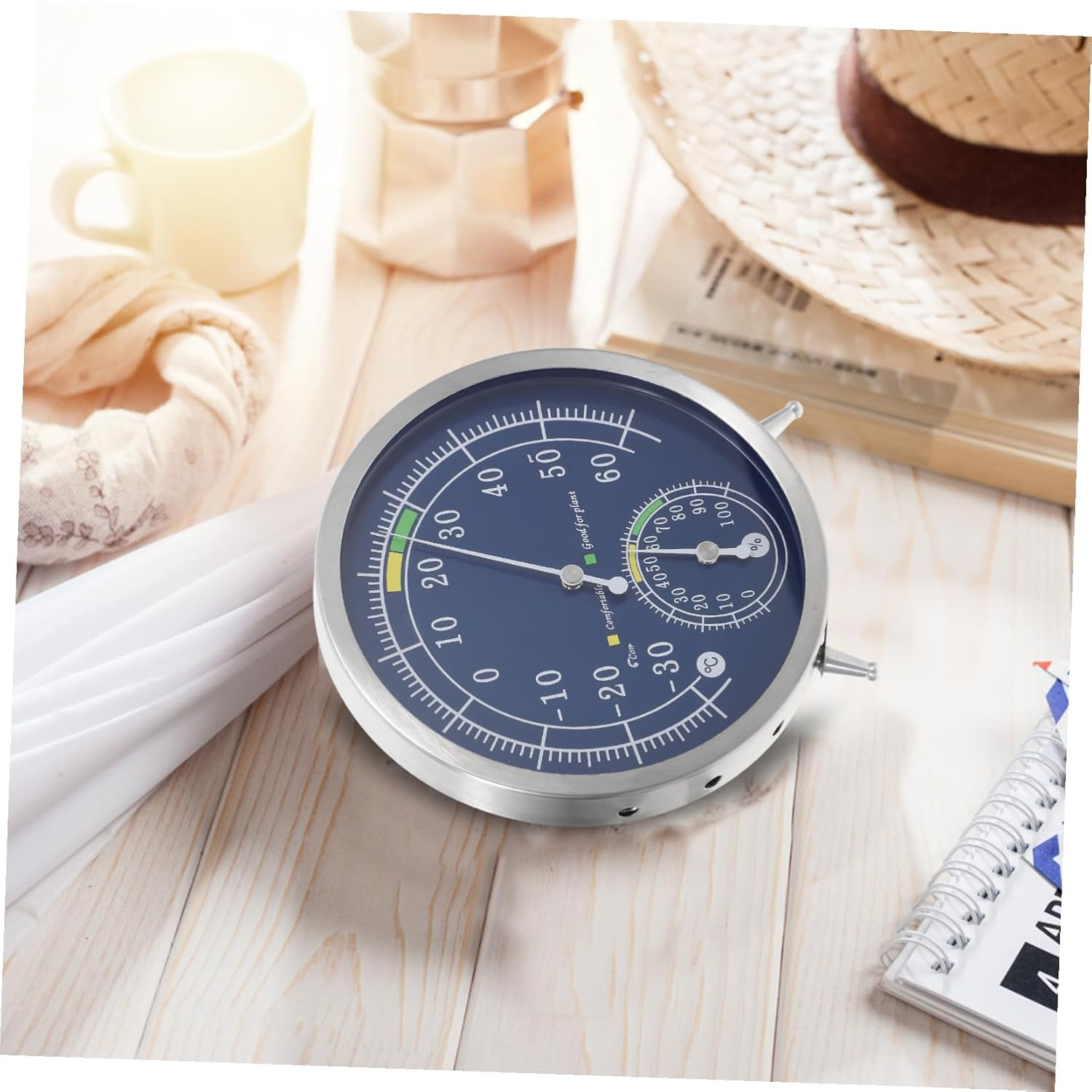 Analog Hygrometer and Thermometer Indoor Wall-Mount Stainless Steel High-Precision Pointer for Home and Sauna Temperature and Humidity Monitoring image number 5