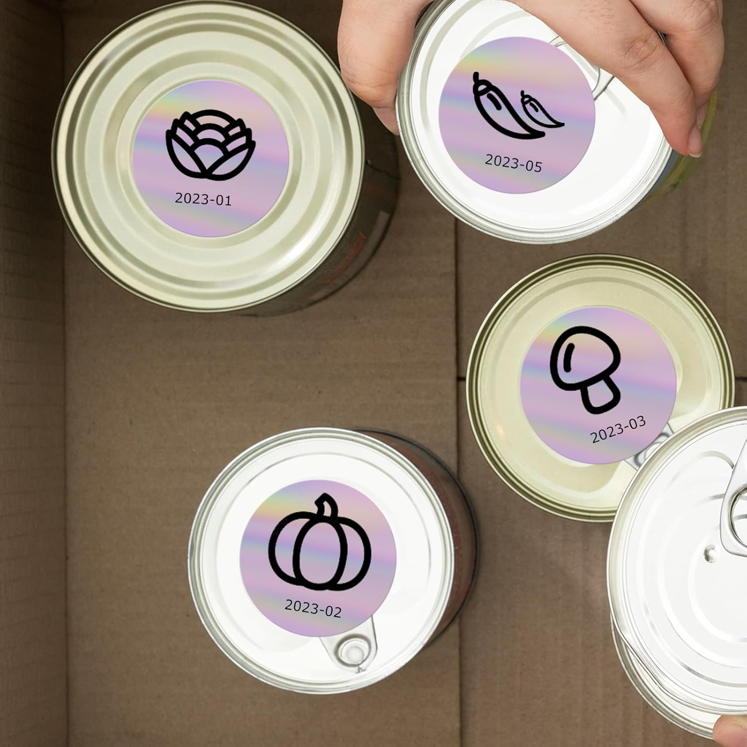 YKIADA Holographic round Thermal Labels Vinyl Purple 2 Inch Self-Adhesive Laser Direct Circle Stickers Roll Waterproof Printable Decals for QR Code DIY Name Tag 200 PCS image number 1