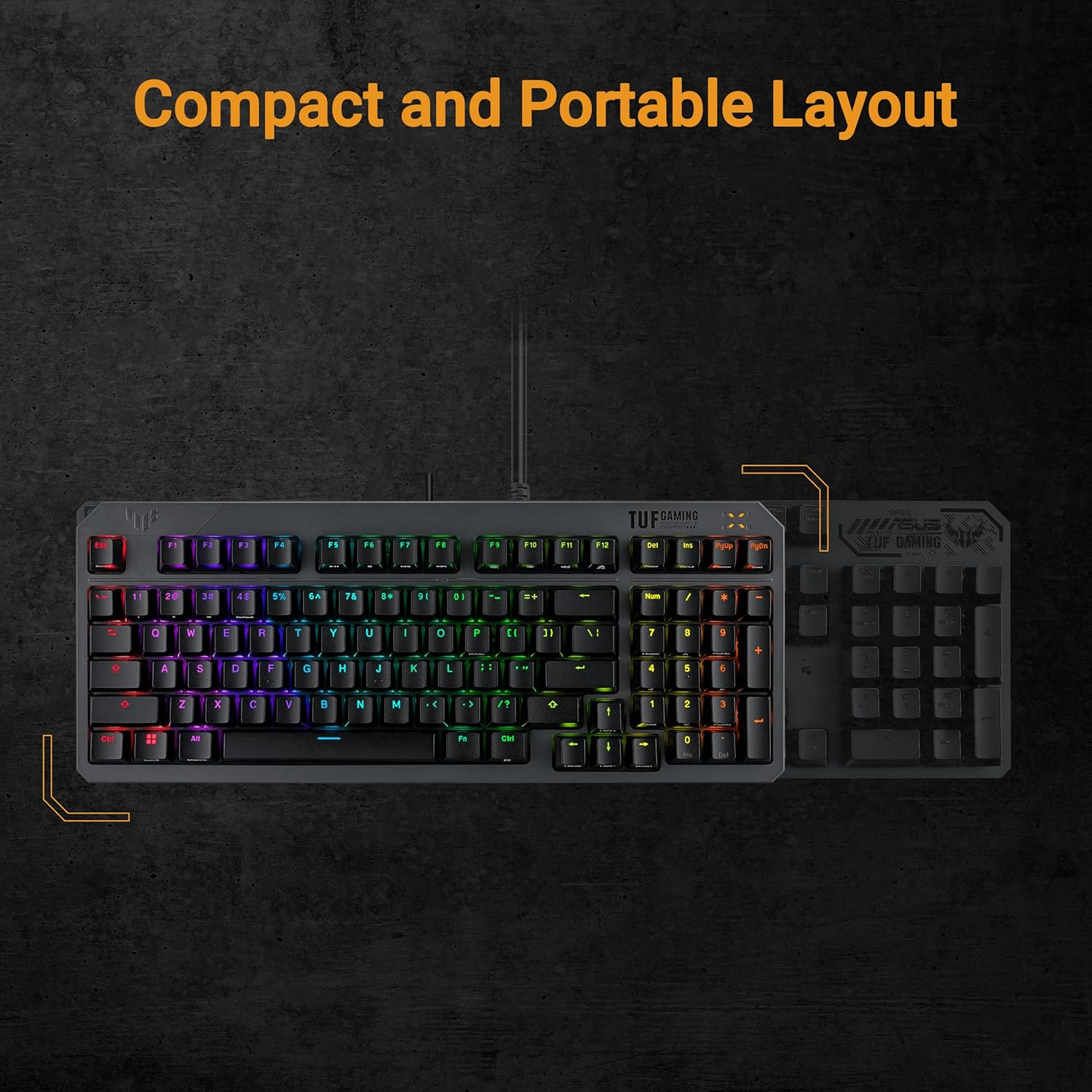 ASUS TUF Gaming K3 Gen II Keyboard with Compact 97-Key Layout, Optical-Mechanical RGB Switches, Silicone-Gasket Mount, Dampening Foam, IP57 Waterproofing, a Detachable Top Plate, and Aura Sync image number 1