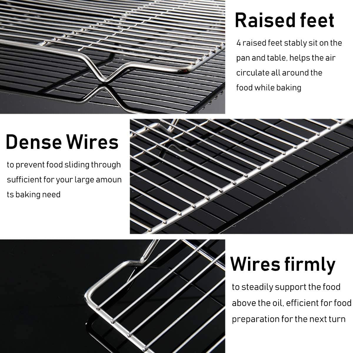 Qcfang Baking Sheet and Rack Set 15.7X11.8 Inch Stainless Steel Baking Pan Cookie Sheet with Cooling Rack Rectangle Toaster Oven Baking Pans Tray Sheet with Cooling Rack image number 5