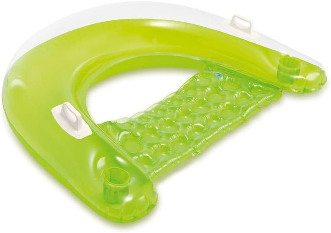 Intex 58859EP Sit 'N Float Inflatable Pool Float: Pool Lounge with Built-In Cup Holders &ndash; Heavy-Duty Handles &ndash; 220Lb Weight Capacity &ndash; 58" X 39" &ndash; Colors May Vary