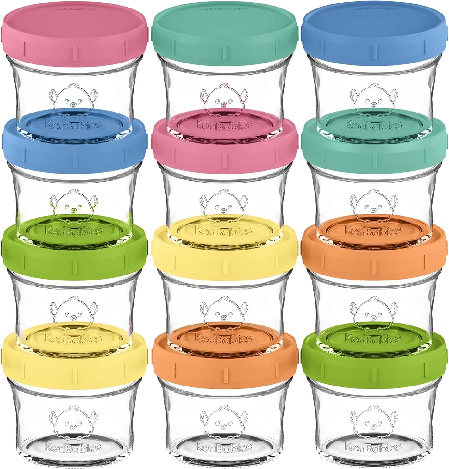 Keababies 12-Pack Baby Food Storage - Leak-Proof, Microwavable Baby Food Storage Containers, Puree Glass Baby Food Containers, Baby Food Jars with Lids, Baby Food Freezer Tray (Kea) image number 2