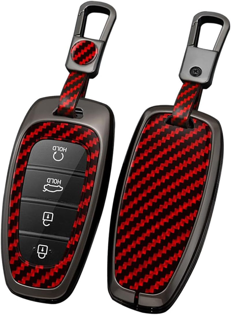 Ontto Alloy Car Key Fob Cover Fit for Hyundai Sonata Hybrid Nexo DN8 Tucson NX4 New Grand Santa Fe Atos Solaris Prime Smart Key Case Shell Holder Bag Keyring Keychain Accessories Black A