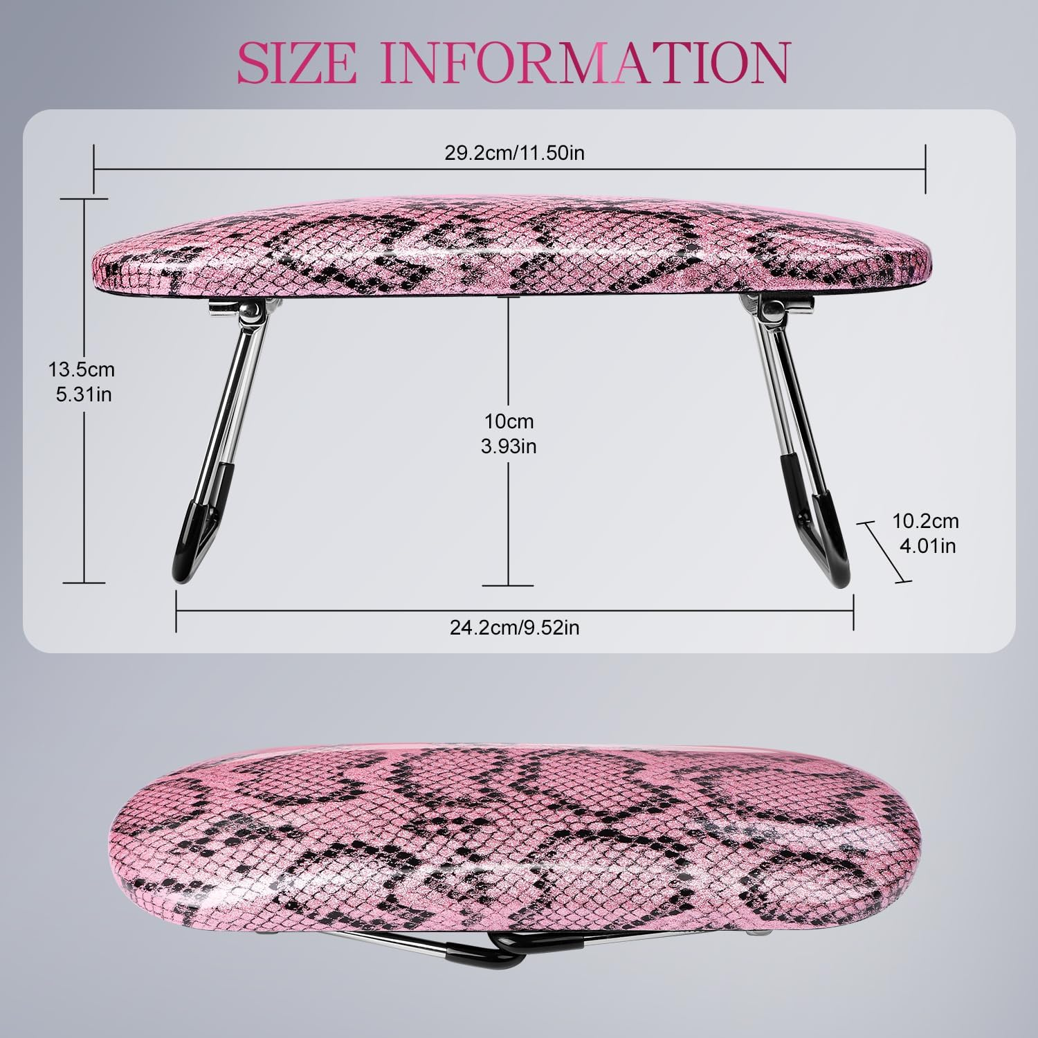 Krofaue Nail Arm Rest - Professional Nail Hand Rest Stand Foldable PU Leather High-Density Sponge Nail Arm Rest for Nail Tech with Non-Slip Stable Reduces Hand Fatigue Fit for Manicure Salon Use Pink - Pink Nail Arm Rest For Nail Tech image number 4