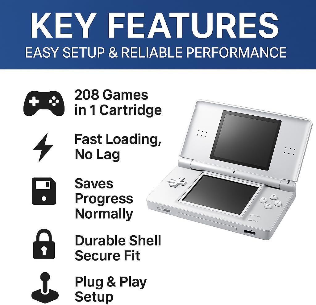 DS Game, 208 in 1 Game Cartridge Multicart, Game Pack Card Super Combo for DS DSL Dsi 3DS 2DS XL/LL image number 1