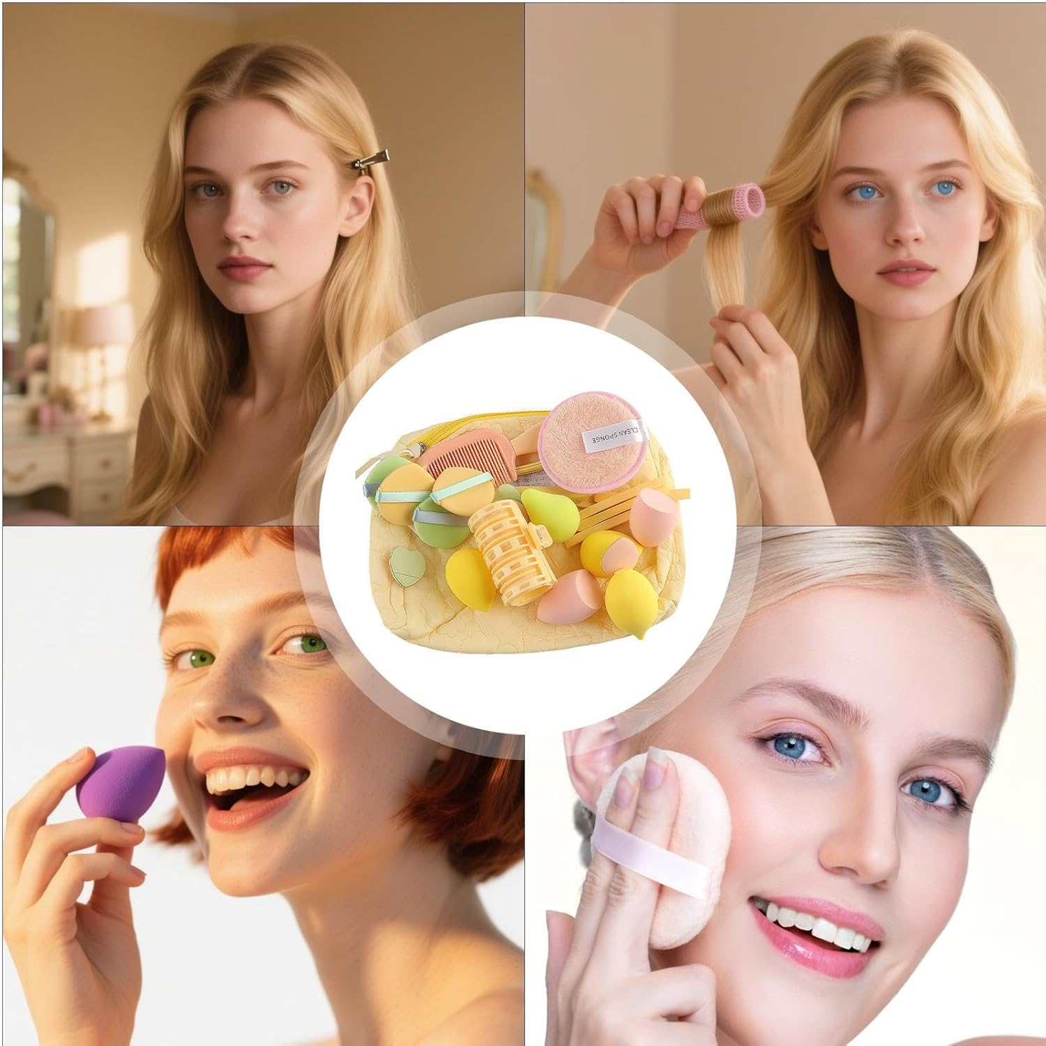 Cosmetic Tool Set - Foundation Blender & Makeup Bag Gift | Beginner-Friendly Makeup Accessories Kit | Beauty Sponge & Tools Set | Ideal Travel Organizer for Women, Wife, Daughter or Mum image number 1