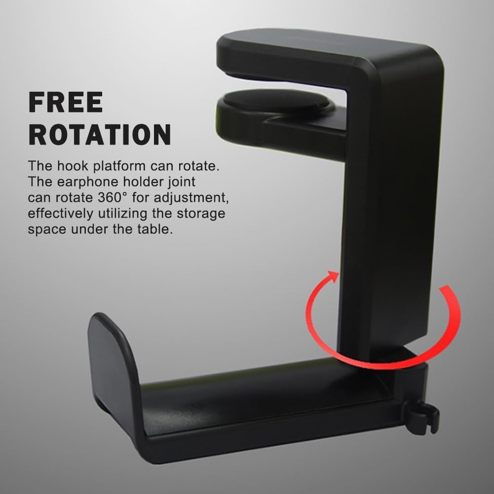 Headphone Stand Hanger Holder,Pc Gaming Headset Hook Holder Hanger Mount, Headphones Stand,Under Desk Clamp on Design, Universal Fit, Built in Cable Clip Organizer image number 2