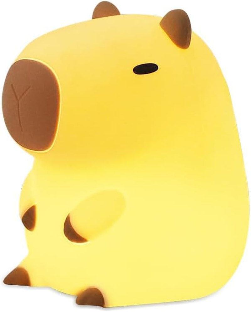 Night Light,Cute Capy-Bara Animal Soft Silicone Touch Control Lamp with Timer Dimmable, Portable Rechargeable Room Bedside Desk Decor Valentine'S Day Birthday Xmas Gifts for Camping