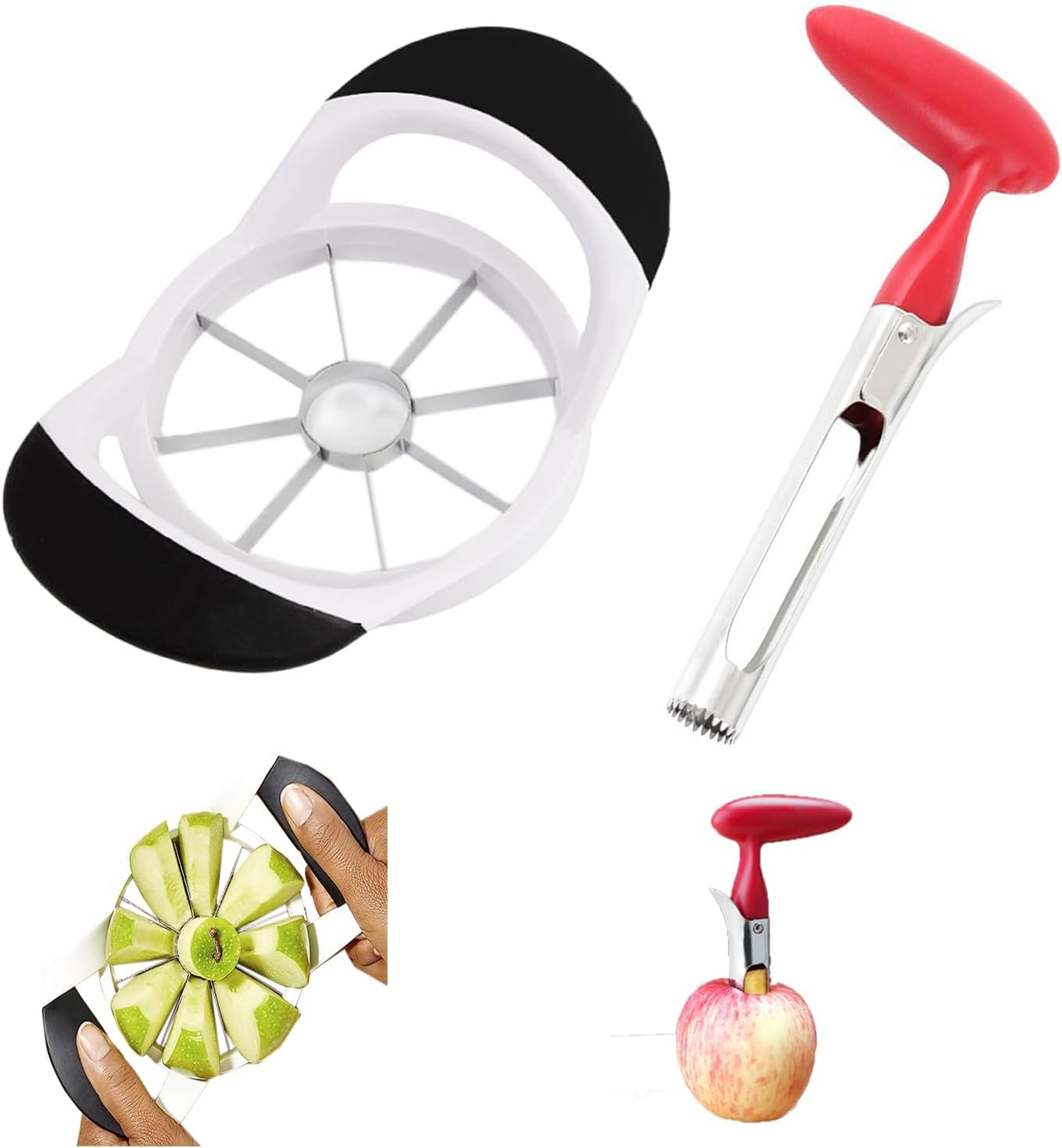 Apple Corer, 8 Blade Apple Slicer and Corer, Fruit Cutter, Apple Divider, Stainless Steel Slicer, Seeder Core Remover Tools Kit for Fruits, Vegetables, Pear, Ergonomic Handle, Easy Grip image number 5