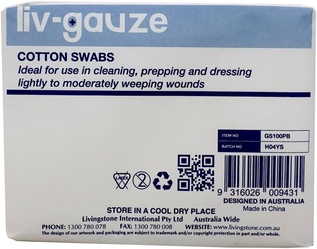 Liv Gauze Swabs 10 X 10 Cm X 8 Ply Non-Sterile White Pack of 100 image number 2