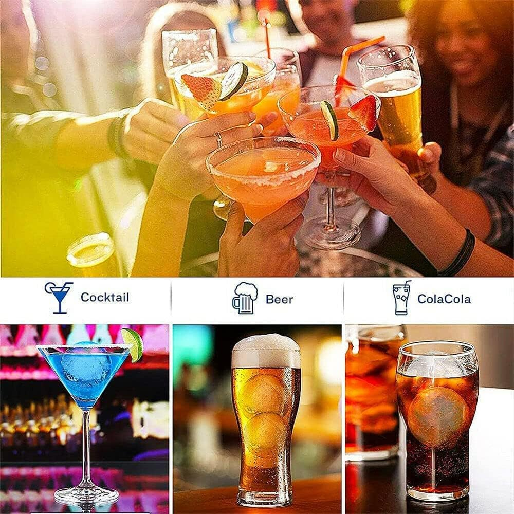 4Pcs Ice Cube Trays Large Ice Ball Maker Big Silicone Mold Sphere Whiskey round Mould DIY 5Cm, Easy-Release, No Leakage, for Whiskey, Cocktail, Juice, Party image number 3