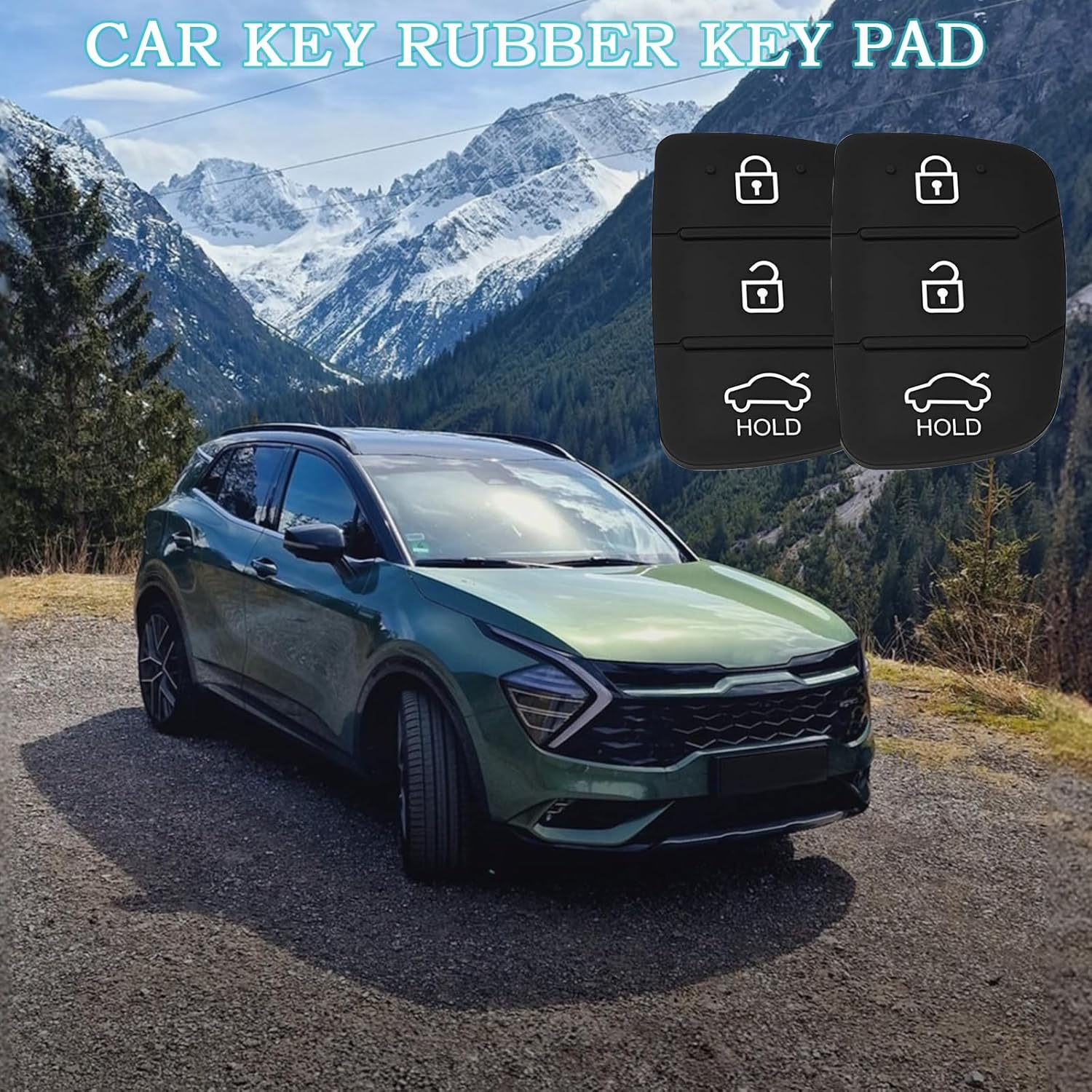 2 Pack 3-Button Rubber Key Pads Key Fob Case for Hyundai I10 I20 I30 IX35 Ix45,Black,Bonlaer image number 1