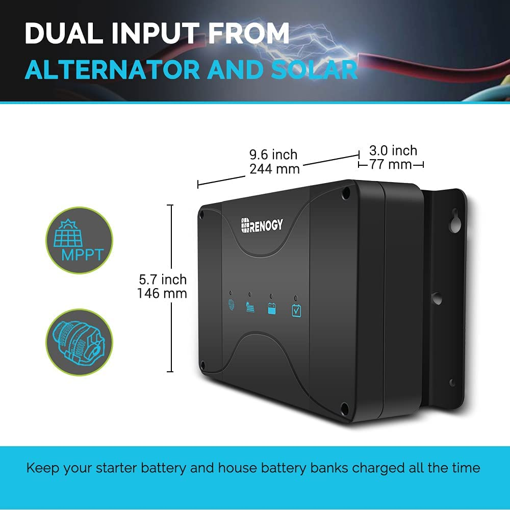 Renogy 12V 50A MPPT DC to DC On-Board Battery Charger, for Alternator and Solar Panel, Charger for Flooded, Gel, AGM, and Lithium Batteries, Using Multi-Stage Charging, in Rvs, Cars, Boats, Yachts image number 3