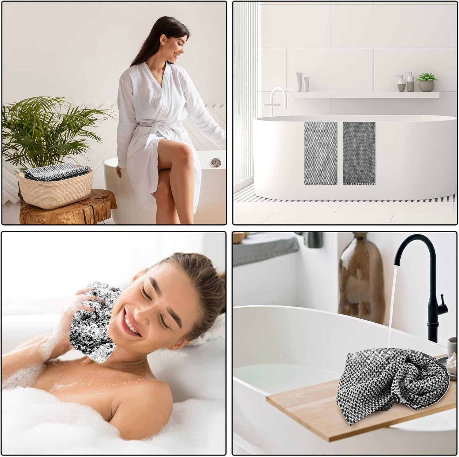 Awobepl 2 Pcs Portable Body Scrubber Polyester Exfoliating Shower Towel Multifunctional Back Scrubber for Men Women Sensitive Skin image number 4