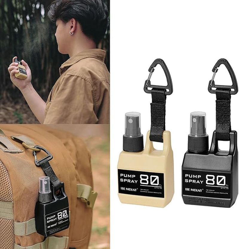 Portable Empty Cosmetic Container Outdoor Camping Hiking 80Ml Perfumes Refillable Spray Bottle with Buckle Outdoor Spray Bottle Spray Bottles for Empty Cosmetic Container, Black，Yellow image number 1