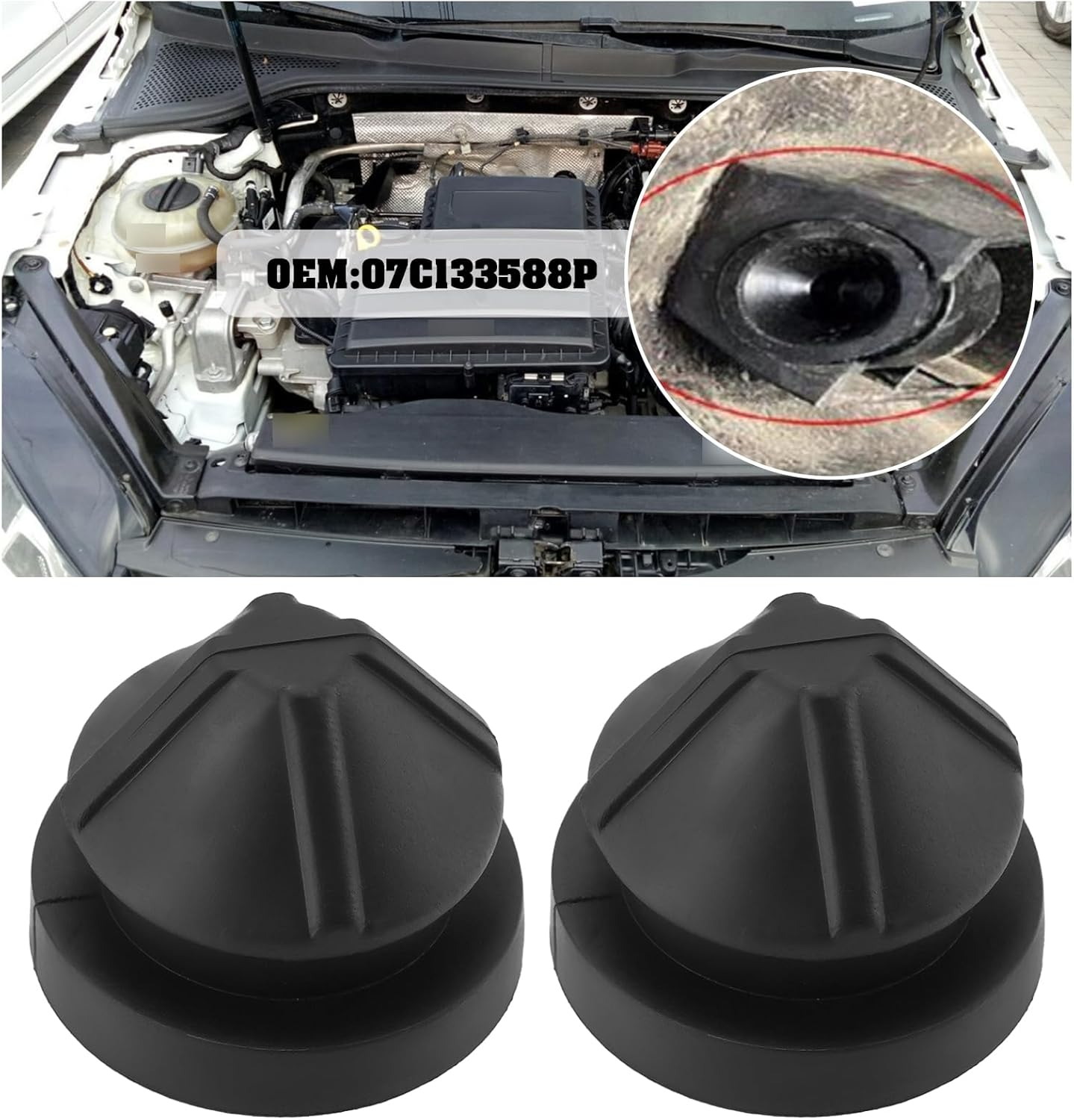 Be in Your Mind 4Pcs Rubber Air Filter Housing Grommet Replacement Part 07C133588P Compatible with Audi A1 A3 A8 Q2 Compatible with SEAT Compatible with Skoda Compatible with VW Golf image number 5